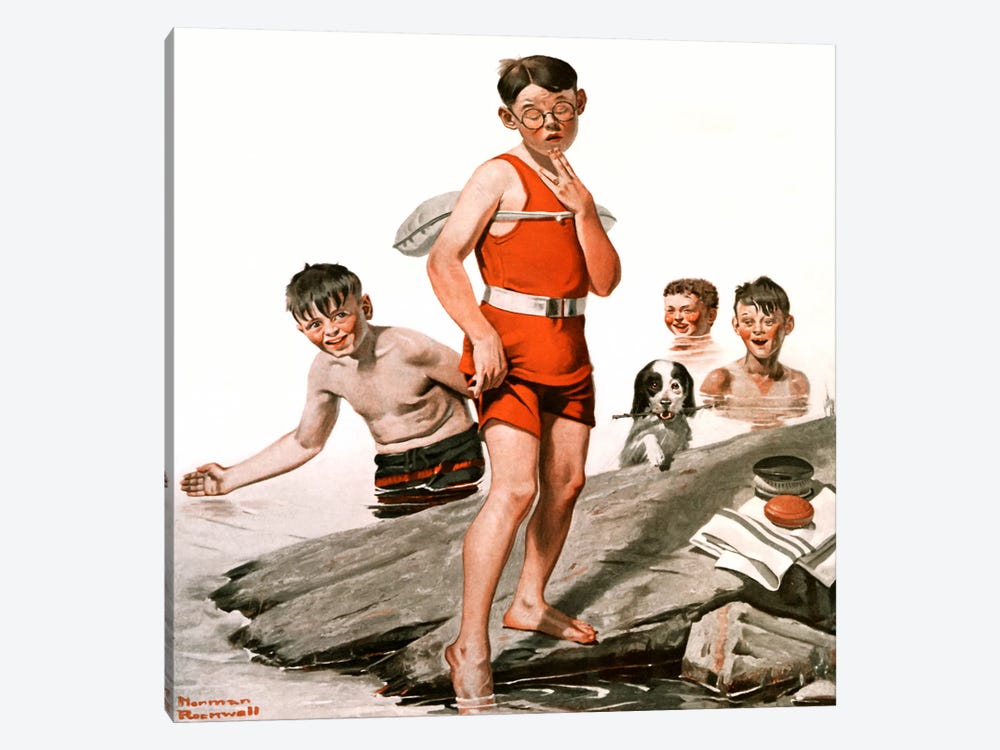 Cousin Reginald Goes Swimming by Norman Rockwell 1-piece Canvas Print