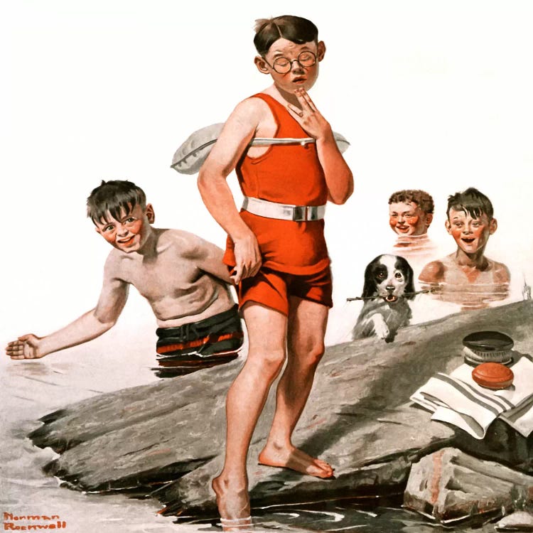 Cousin Reginald Goes Swimming by Norman Rockwell wall art