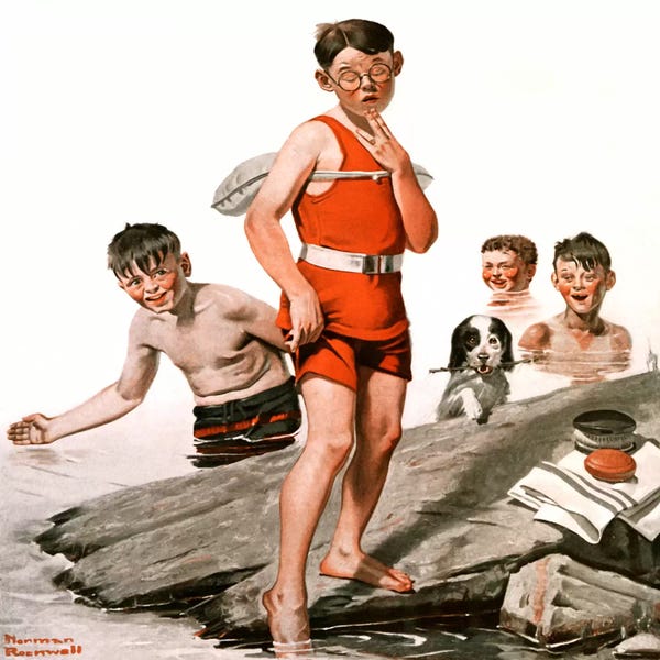 Norman Rockwell: Cousin Reginald Goes Swimming by Norman Rockwell