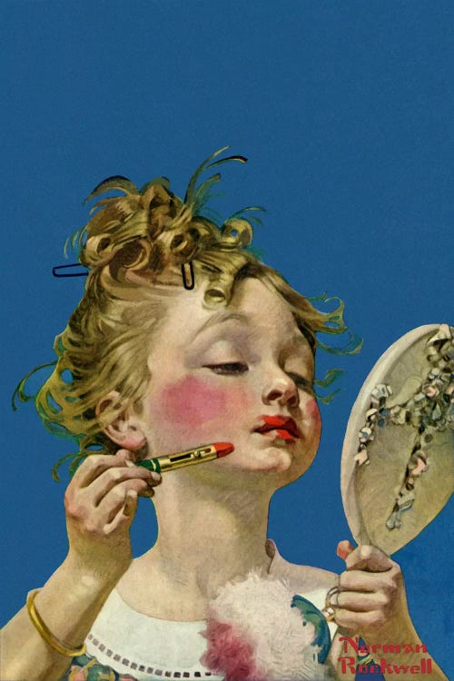 Little Girl with Lipstick by Norman Rockwell wall art