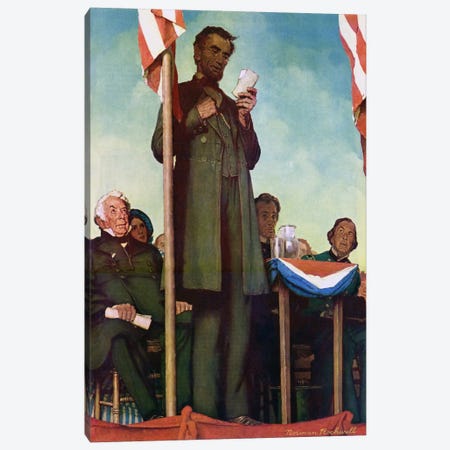 Abraham Lincoln Delivering the Gettysburg Address Canvas Print #NRL18} by Norman Rockwell Canvas Print