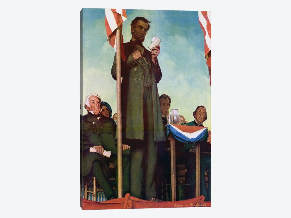 Abraham Lincoln Delivering the Gettysburg Address by Norman Rockwell 1-piece Canvas Artwork