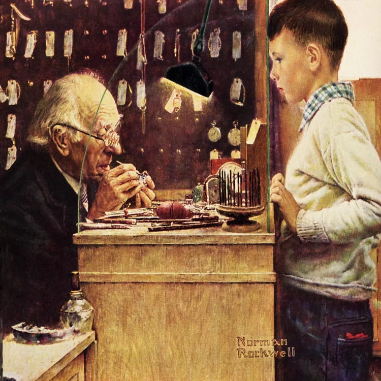 What Makes It Tick? by Norman Rockwell wall art