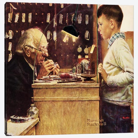 What Makes It Tick? Canvas Print #NRL191} by Norman Rockwell Canvas Art Print