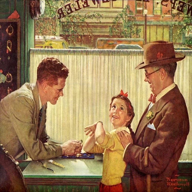 The Jewelry Shop by Norman Rockwell wall art