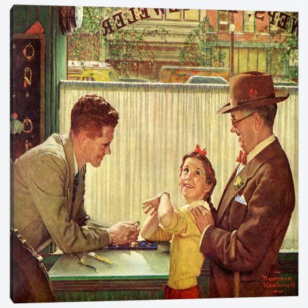 The Jewelry Shop Canvas Print #NRL192} by Norman Rockwell Canvas Art Print