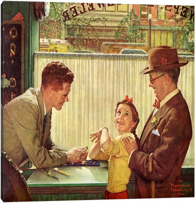 The Jewelry Shop Canvas Art Print - Norman Rockwell