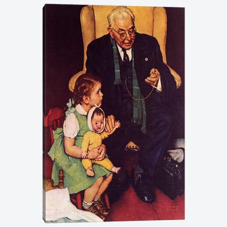 Doctor and Doll Canvas Print #NRL194} by Norman Rockwell Canvas Artwork