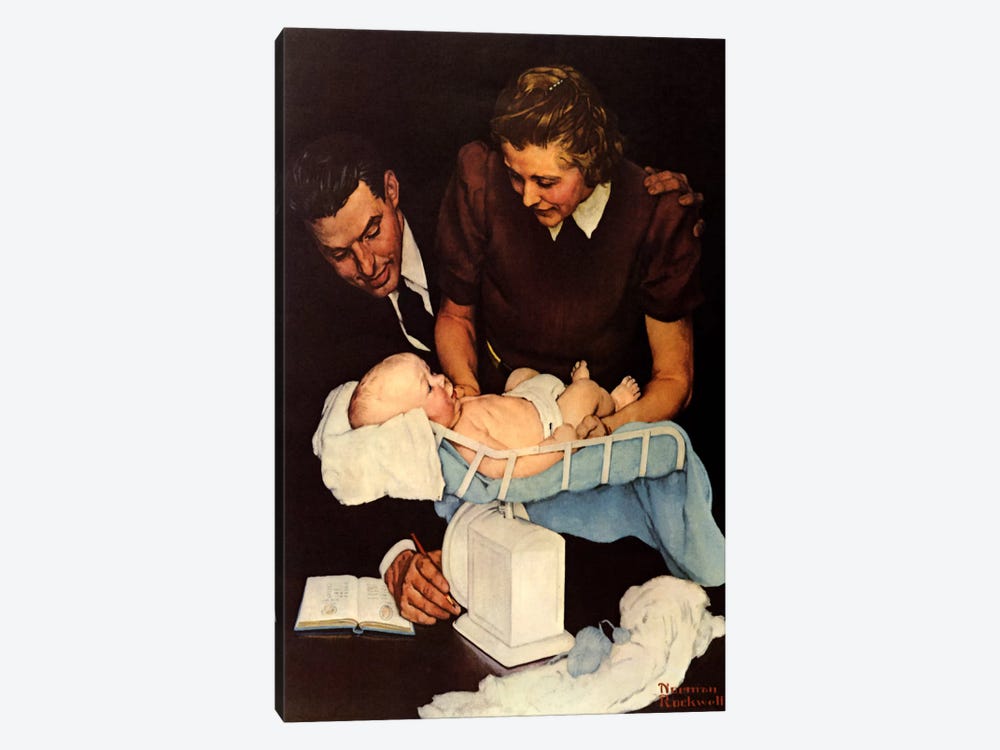 Weighing Baby by Norman Rockwell 1-piece Canvas Art
