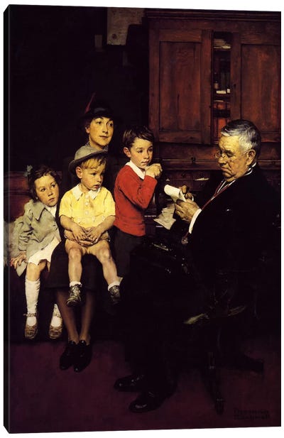 When the Doctor Treats Your Child Canvas Art Print - Norman Rockwell