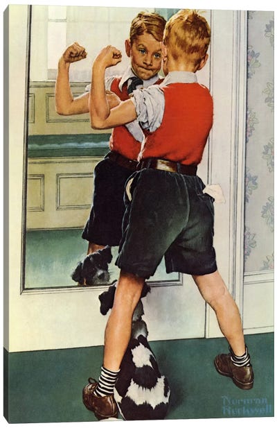 The Muscleman Close-up Canvas Art Print - Norman Rockwell
