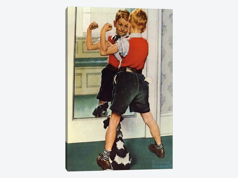 The Muscleman Close-up by Norman Rockwell 1-piece Canvas Artwork