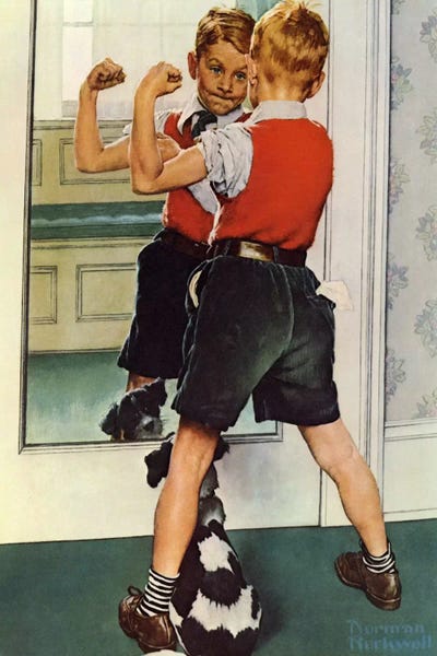 Child Portraits: The Muscleman Close-up by Norman Rockwell