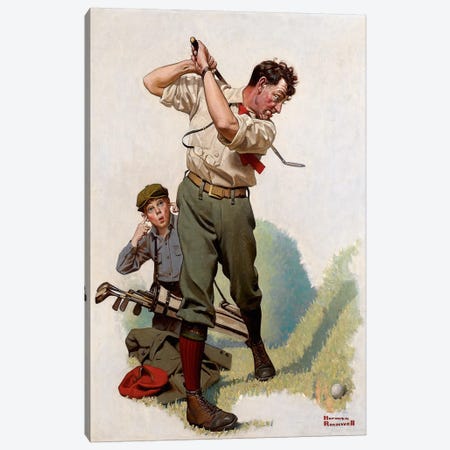 The Golfer Canvas Print #NRL1} by Norman Rockwell Canvas Wall Art