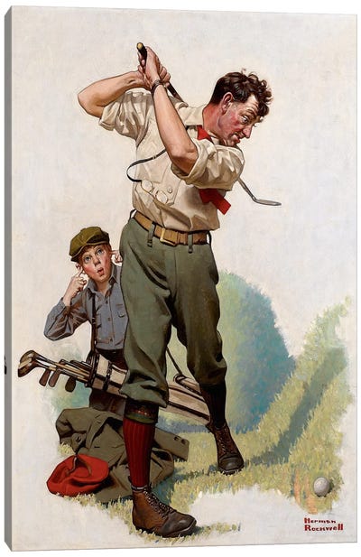 The Golfer Canvas Art Print - Norman Rockwell