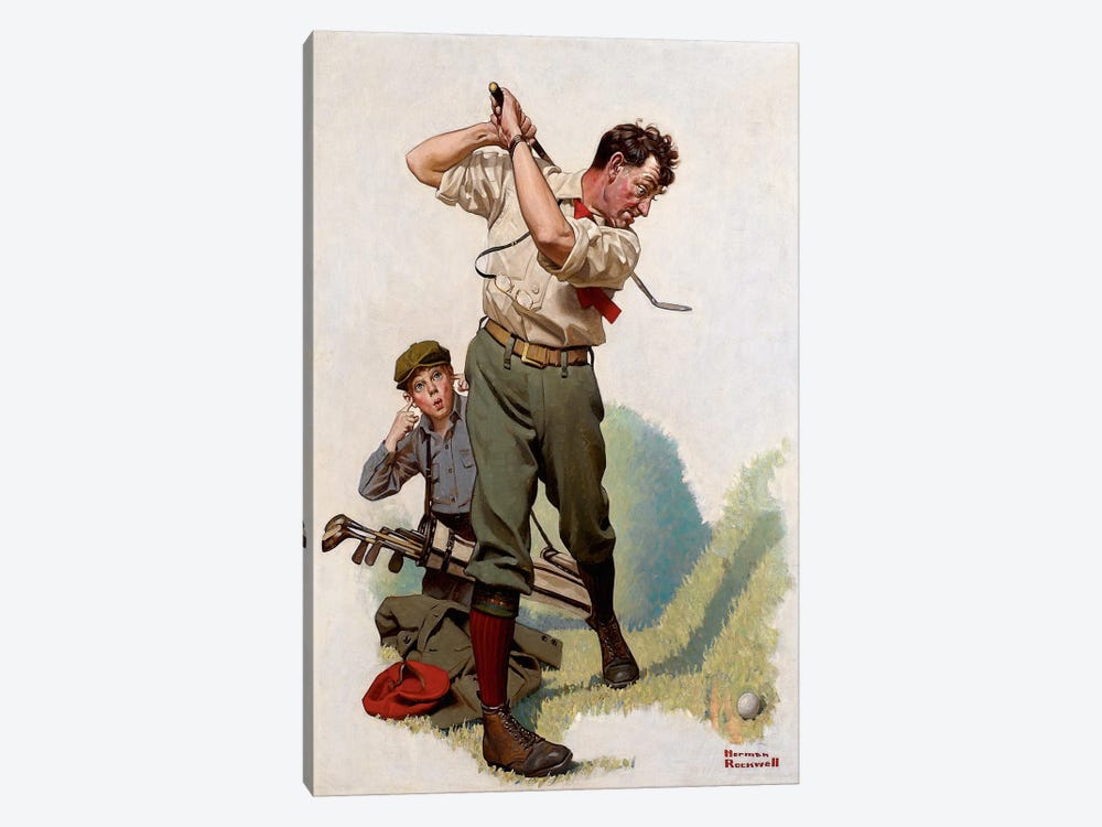 The Golfer by Norman Rockwell 1-piece Canvas Art Print