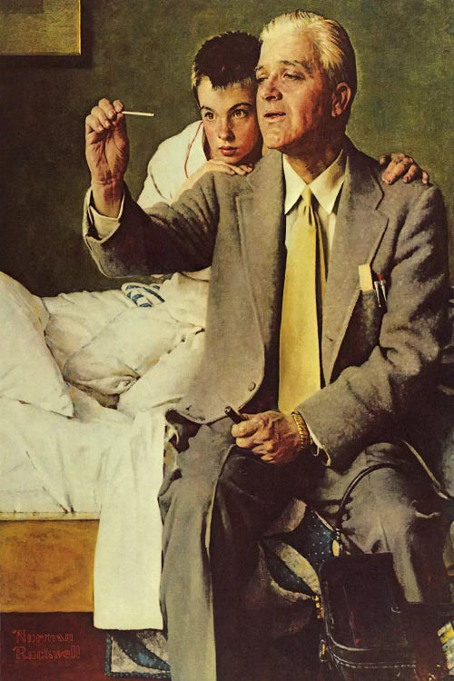 Doctor and Boy Looking at Thermometer