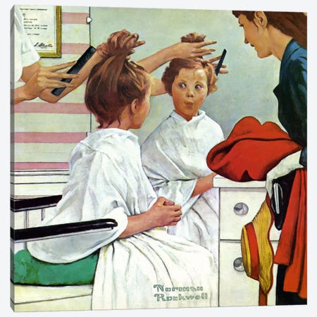 First Trip to the Beauty Shop Canvas Print #NRL204} by Norman Rockwell Canvas Artwork
