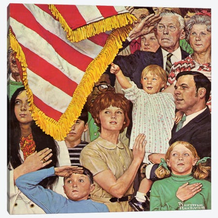 Salute the Flag Canvas Print #NRL205} by Norman Rockwell Canvas Wall Art