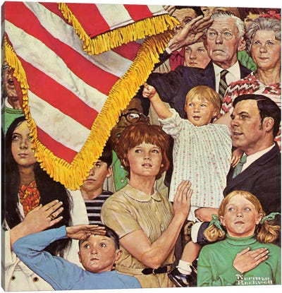 Salute the Flag Canvas Art Print - Norman Rockwell