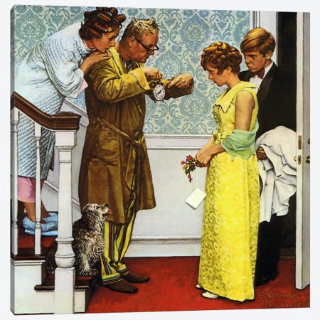 First Date - Home Late Canvas Print #NRL207} by Norman Rockwell Canvas Wall Art