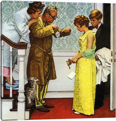 First Date - Home Late Canvas Art Print - Norman Rockwell