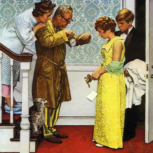 Norman Rockwell: First Date - Home Late by Norman Rockwell