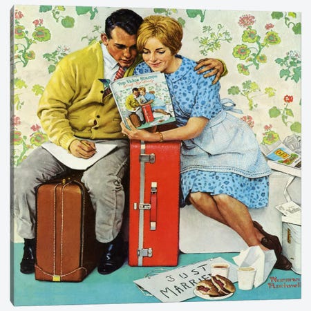 The Newlyweds Canvas Print #NRL210} by Norman Rockwell Canvas Wall Art