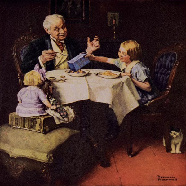 Norman Rockwell: The More Raisins the Better the Pudding by Norman Rockwell