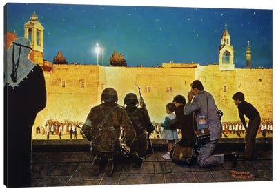 Uneasy Christmas in the Birthplace of Peace Canvas Art Print - Norman Rockwell Christmas Art