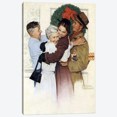 Home for Christmas Canvas Print #NRL224} by Norman Rockwell Canvas Artwork
