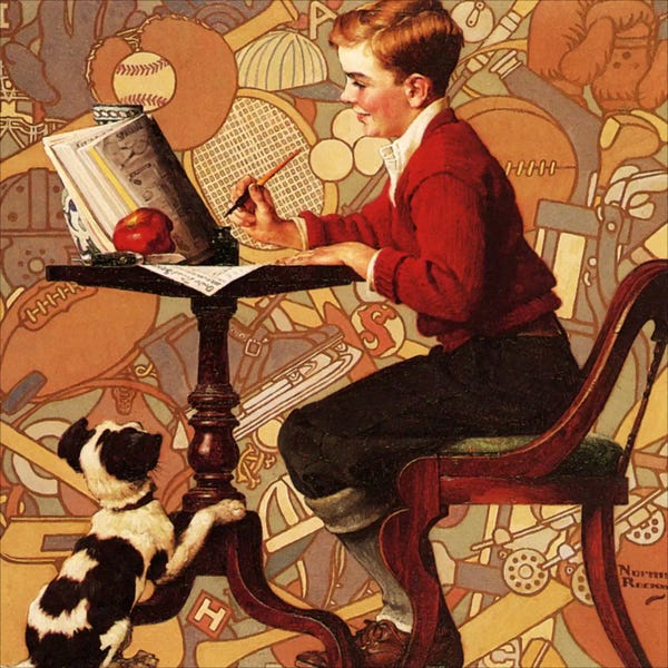 Norman Rockwell: Boy Reading Sears Catalogue by Norman Rockwell