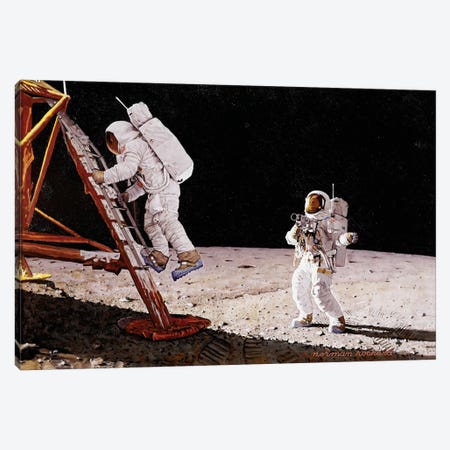 The Final Impossibility: Man's Tracks on the Moon Canvas Print #NRL22} by Norman Rockwell Canvas Wall Art