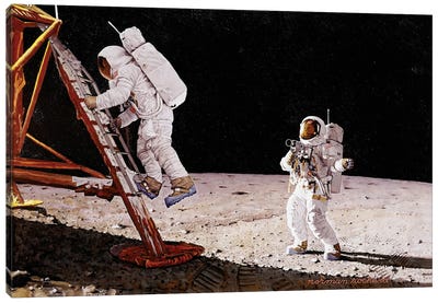The Final Impossibility: Man's Tracks on the Moon Canvas Art Print - Exploration Art
