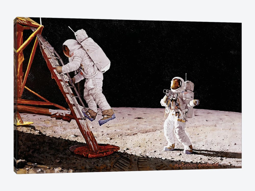 The Final Impossibility: Man's Tracks on the Moon by Norman Rockwell 1-piece Art Print