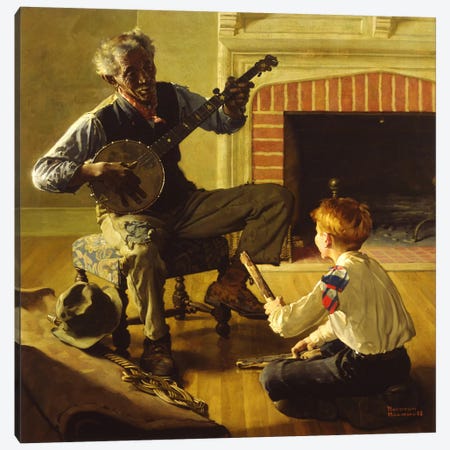 The Banjo Player Canvas Print #NRL233} by Norman Rockwell Canvas Artwork