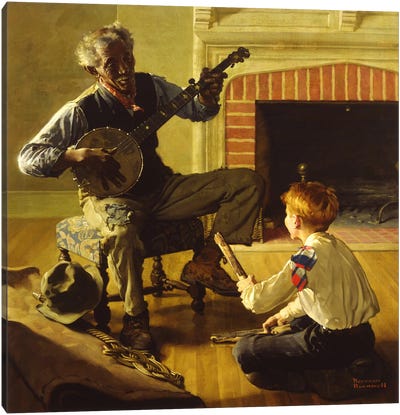 The Banjo Player Canvas Art Print - Norman Rockwell