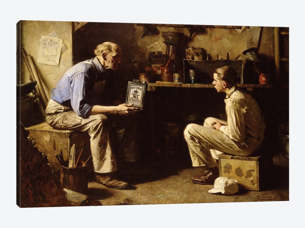 The Master and the Apprentice by Norman Rockwell 1-piece Canvas Print
