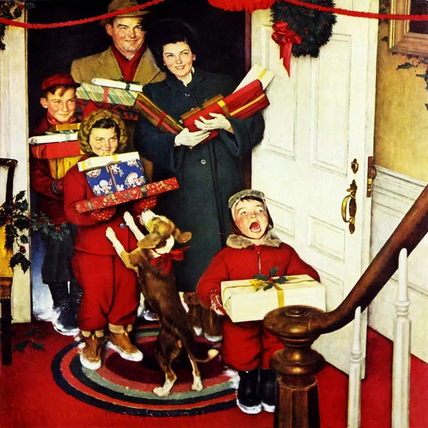 Norman Rockwell: "Merry Christmas, Grandma...We Came in Our New Plymouth!" by Norman Rockwell