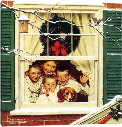 "Oh, Boy! It's Pop with a New Plymouth!" Canvas Art Print - Vintage Christmas Décor