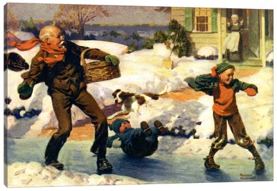 Good for Young and Old Canvas Art Print - Norman Rockwell Christmas Art