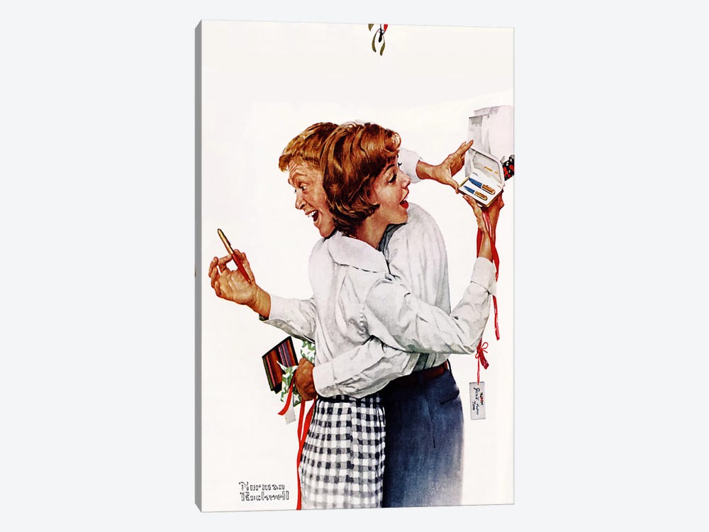 They Gave Each Other a Parker 61 Pen - Print | Norman Rockwell