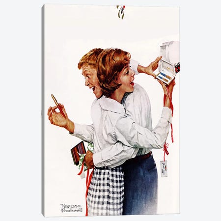 They Gave Each Other a Parker 61 Pen Canvas Print #NRL247} by Norman Rockwell Canvas Art