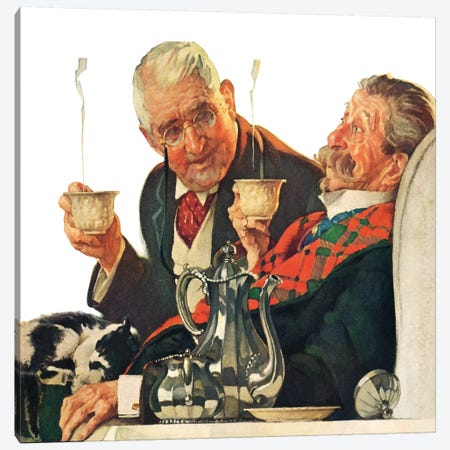 Two Gentlemen with Coffee Canvas Print #NRL255} by Norman Rockwell Canvas Print
