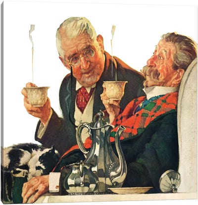 Two Gentlemen with Coffee Canvas Art Print - Tea Art