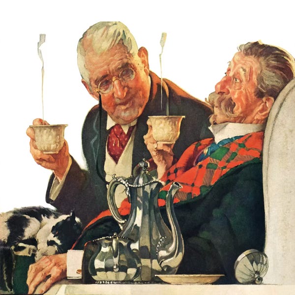 Norman Rockwell: Two Gentlemen with Coffee by Norman Rockwell