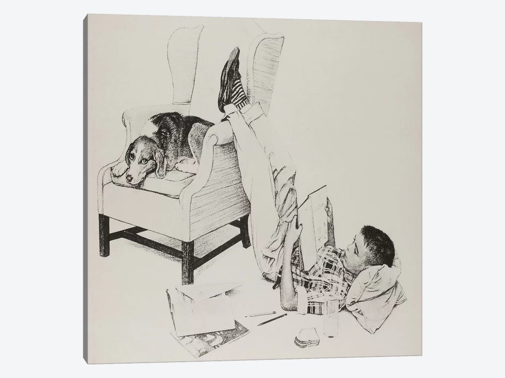 Teenager Studying by Norman Rockwell 1-piece Canvas Art