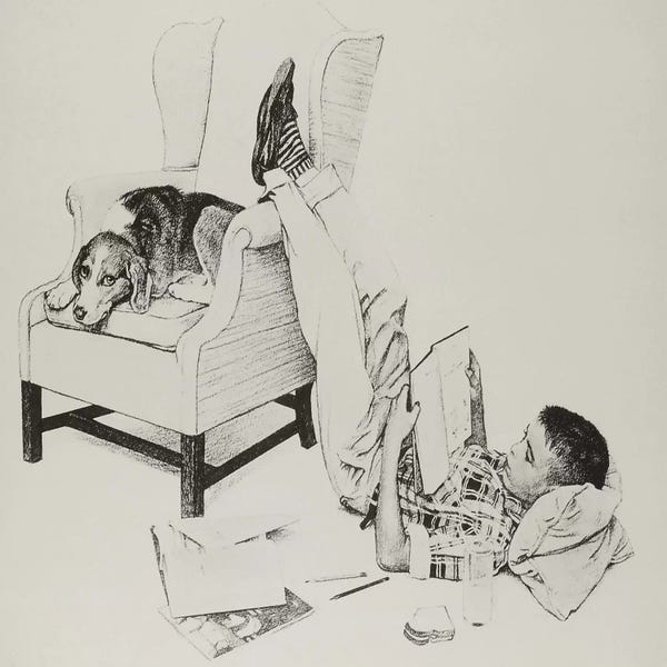 Norman Rockwell: Teenager Studying by Norman Rockwell