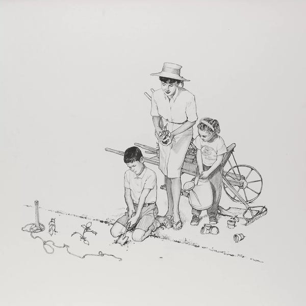 Norman Rockwell: Planting the Garden by Norman Rockwell