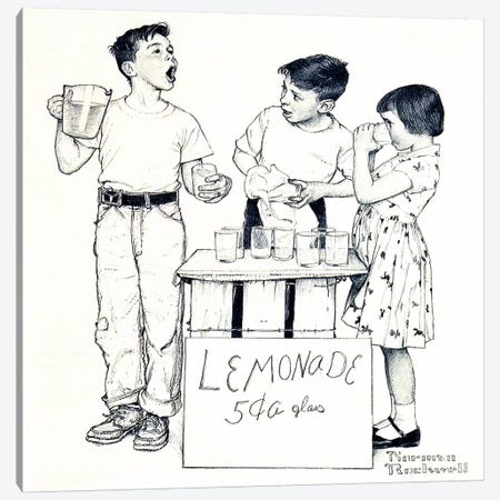 Lemonade Stand Canvas Print #NRL260} by Norman Rockwell Canvas Art Print